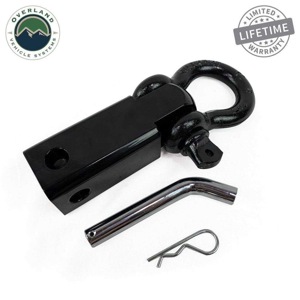 Overland Vehicle Systems Receiver Mount Recovery Shackle 3/4" 4.75 Ton With Dual Hole Black Universal