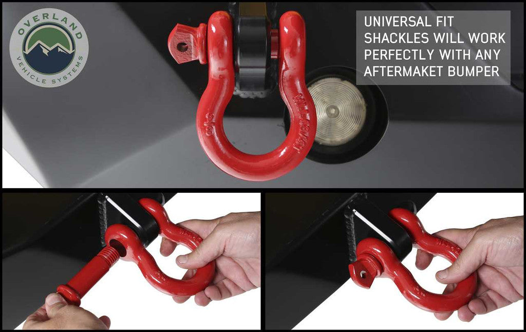 Overland Vehicle Systems 19019904 Recovery Shackle 3/4" 4.75 Ton Red