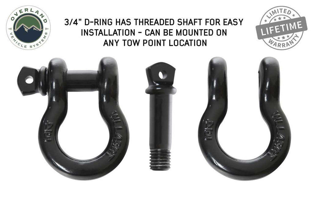 Overland Vehicle Systems 19019901 Recovery Shackle 3/4" 4.75 Ton Black