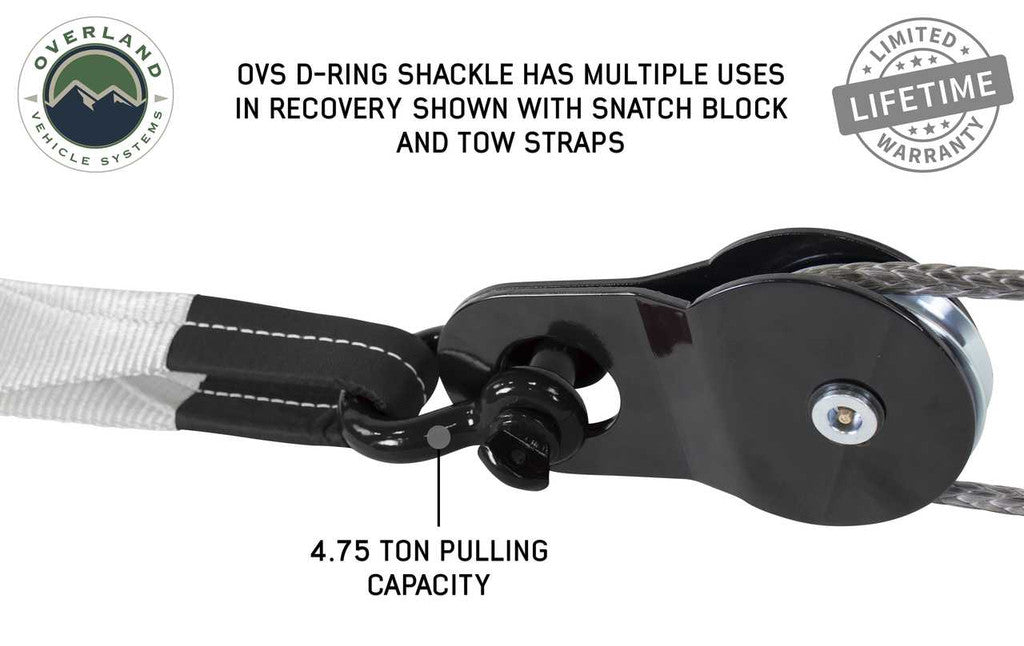 Overland Vehicle Systems 19019901 Recovery Shackle 3/4" 4.75 Ton Black