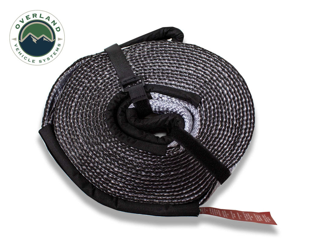 Overland Vehicle Systems Tow Strap 30,000 lb. 3" x 30' Gray With Black Ends & Storage Bag