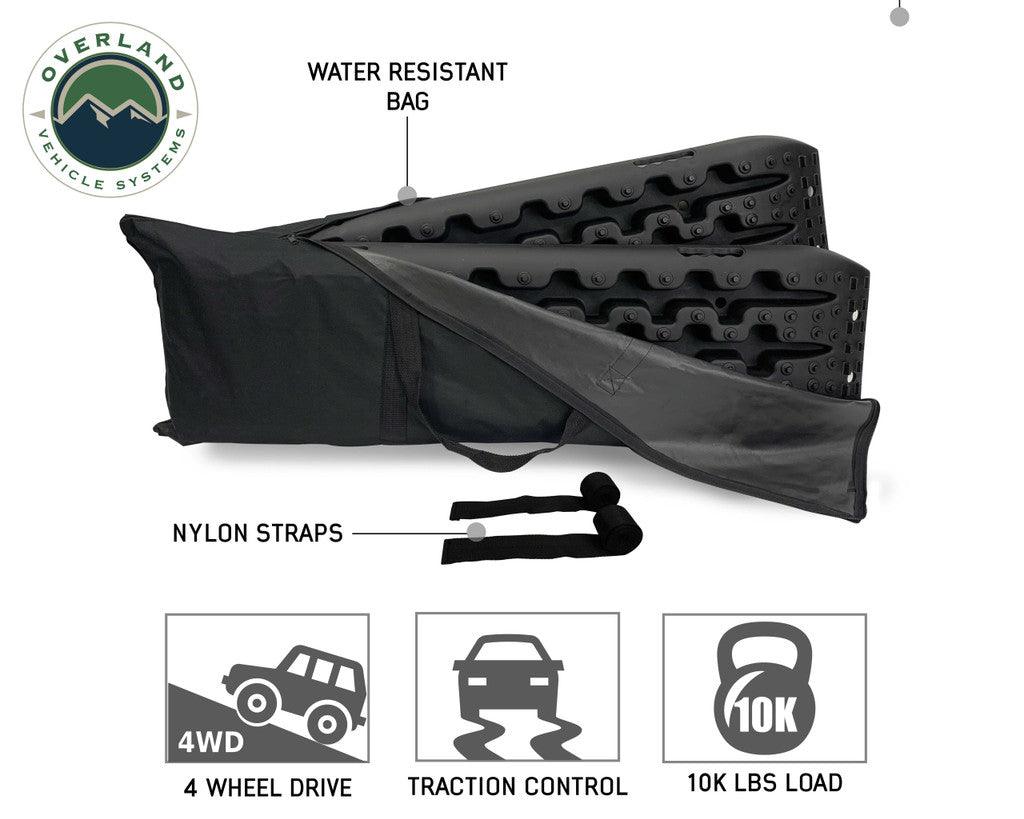 Overland Vehicle Systems Recovery Ramp With Pull Strap and Storage Bag - Gray/Black Universal