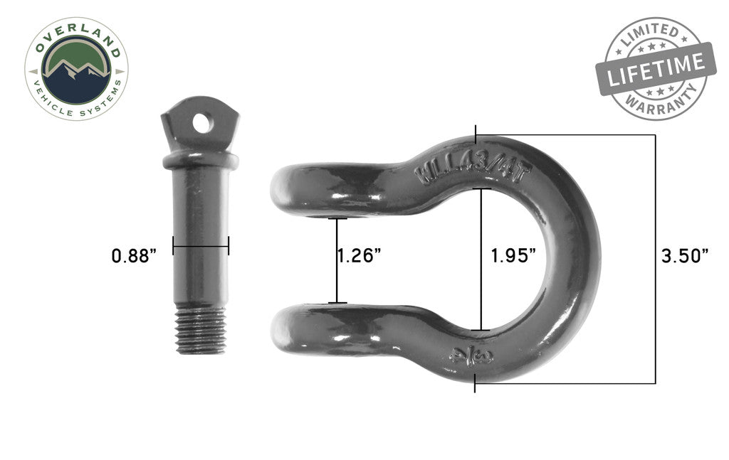 Overland Vehicle Systems Recovery Shackle 3/4" 4.75 Ton - Gray Universal