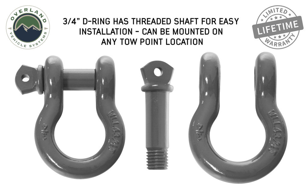 Overland Vehicle Systems Recovery Shackle 3/4" 4.75 Ton - Gray Universal