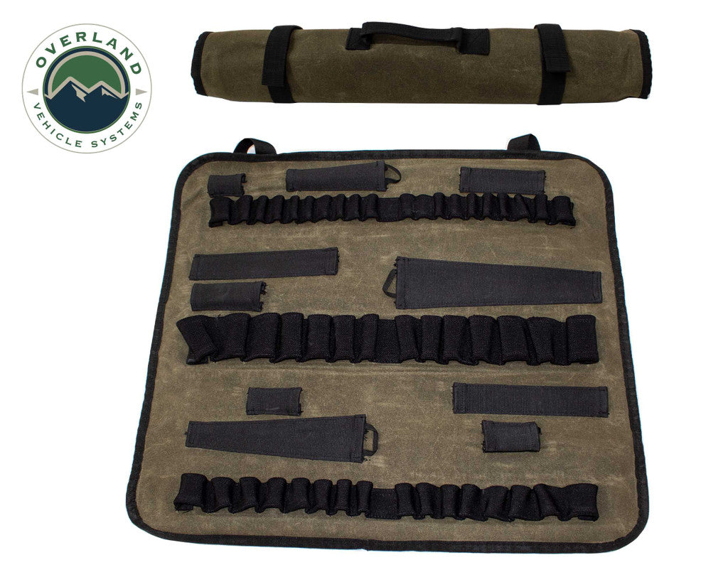 Overland Vehicle Systems Rolled Bag Socket Organizer With Handle And Straps - #16 Waxed Canvas Universal