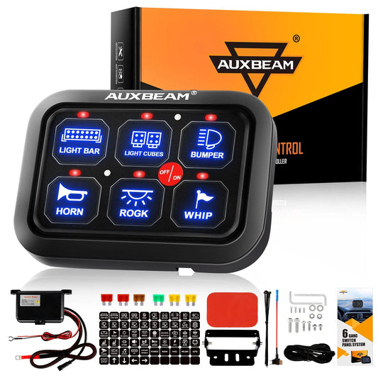 Auxbeam Switch Panel BC60 6 GANG LED SWITCH PANEL, OFF ROAD LIGHT CONTROLLER (BLUE)