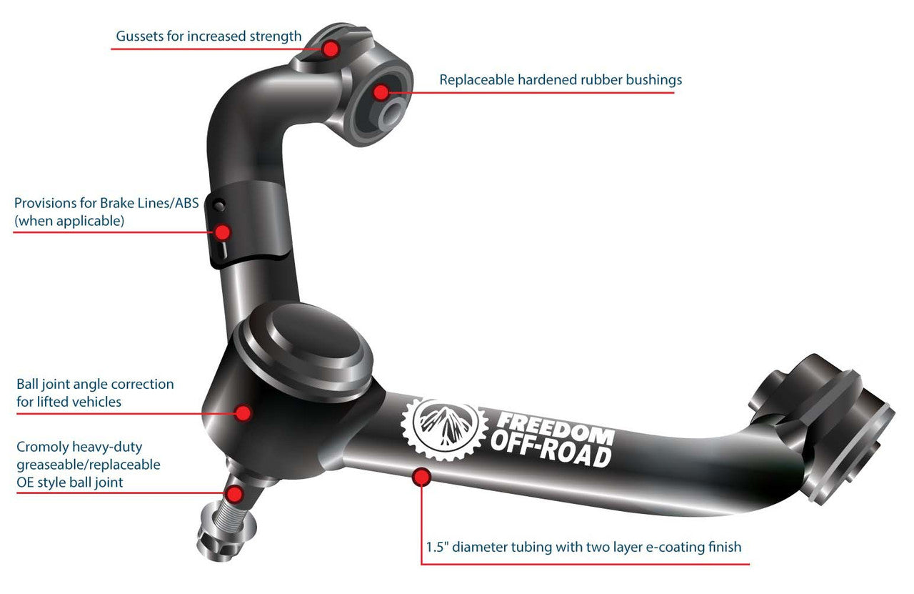 Freedom Off-road  Front Upper Control Arms for 2-4" Lift