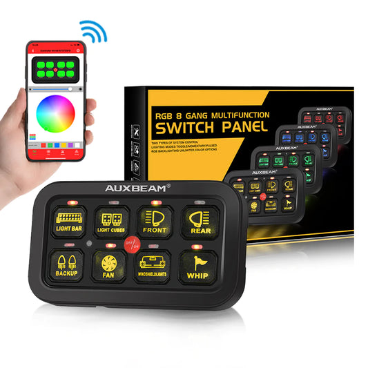 Auxbeam Switch Panel AR-800 RGB SWITCH PANEL WITH APP, TOGGLE/ MOMENTARY/ PULSED MODE SUPPORTED