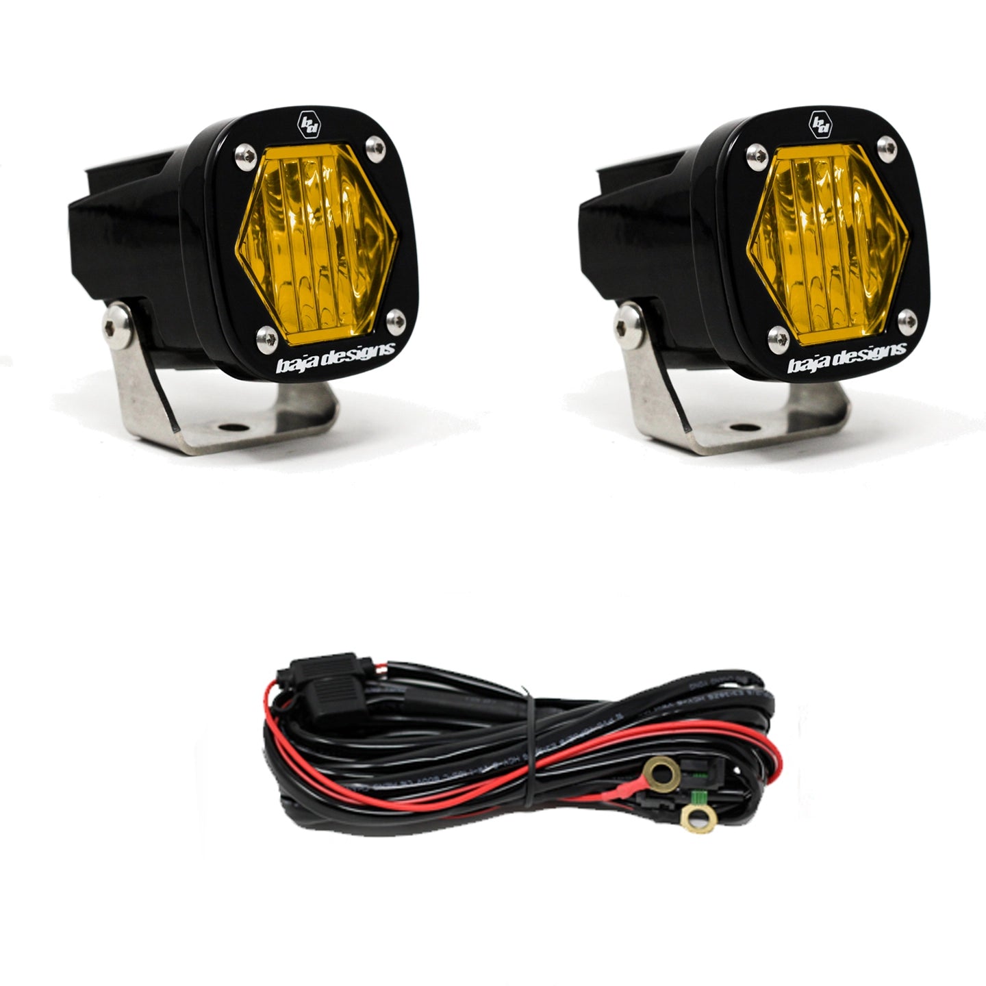 Baja Designs S1 Amber Wide Cornering Black LED Auxiliary Light Pod Pair - Universal